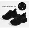imageLUCKY STEP Rhinestone Chunky Sneakers for Women Fashion Platform Sparkly Dad Casual Shoes Lightweight Tennis Walking Sport FootwearBlack