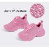 imageLUCKY STEP Rhinestone Chunky Sneakers for Women Fashion Platform Sparkly Dad Casual Shoes Lightweight Tennis Walking Sport FootwearPink