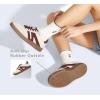 imageLUCKY STEP Women Classic Retro Gum Sole Fashion Sneakers Casual Tennis Skate Shoe Genuine Leather Walking Footwear Anti Slip TrainersBeigeRed