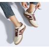 imageLUCKY STEP Women Classic Retro Gum Sole Fashion Sneakers Casual Tennis Skate Shoe Genuine Leather Walking Footwear Anti Slip TrainersBeigeRed