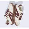 imageLUCKY STEP Women Classic Retro Gum Sole Fashion Sneakers Casual Tennis Skate Shoe Genuine Leather Walking Footwear Anti Slip TrainersBeigeRed
