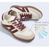 imageLUCKY STEP Women Classic Retro Gum Sole Fashion Sneakers Casual Tennis Skate Shoe Genuine Leather Walking Footwear Anti Slip TrainersBeigeRed