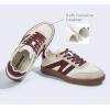 imageLUCKY STEP Women Classic Retro Gum Sole Fashion Sneakers Casual Tennis Skate Shoe Genuine Leather Walking Footwear Anti Slip TrainersBeigeRed