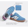 imageLUCKY STEP Women Classic Retro Gum Sole Fashion Sneakers Casual Tennis Skate Shoe Genuine Leather Walking Footwear Anti Slip TrainersBlue