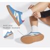 imageLUCKY STEP Women Classic Retro Gum Sole Fashion Sneakers Casual Tennis Skate Shoe Genuine Leather Walking Footwear Anti Slip TrainersBlue