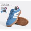 imageLUCKY STEP Women Classic Retro Gum Sole Fashion Sneakers Casual Tennis Skate Shoe Genuine Leather Walking Footwear Anti Slip TrainersBlue