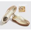 imageLUCKY STEP Women Classic Retro Gum Sole Fashion Sneakers Casual Tennis Skate Shoe Genuine Leather Walking Footwear Anti Slip TrainersGold