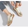 imageLUCKY STEP Women Classic Retro Gum Sole Fashion Sneakers Casual Tennis Skate Shoe Genuine Leather Walking Footwear Anti Slip TrainersGold