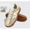 imageLUCKY STEP Women Classic Retro Gum Sole Fashion Sneakers Casual Tennis Skate Shoe Genuine Leather Walking Footwear Anti Slip TrainersGold