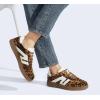 imageLUCKY STEP Women Classic Retro Gum Sole Fashion Sneakers Casual Tennis Skate Shoe Genuine Leather Walking Footwear Anti Slip TrainersLeopard