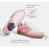 imageLUCKY STEP Women Classic Retro Gum Sole Fashion Sneakers Casual Tennis Skate Shoe Genuine Leather Walking Footwear Anti Slip TrainersPink