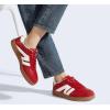 imageLUCKY STEP Women Classic Retro Gum Sole Fashion Sneakers Casual Tennis Skate Shoe Genuine Leather Walking Footwear Anti Slip TrainersRed