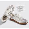 imageLUCKY STEP Women Classic Retro Gum Sole Fashion Sneakers Casual Tennis Skate Shoe Genuine Leather Walking Footwear Anti Slip TrainersSilver