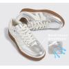 imageLUCKY STEP Women Classic Retro Gum Sole Fashion Sneakers Casual Tennis Skate Shoe Genuine Leather Walking Footwear Anti Slip TrainersSilver