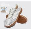 imageLUCKY STEP Women Classic Retro Gum Sole Fashion Sneakers Casual Tennis Skate Shoe Genuine Leather Walking Footwear Anti Slip TrainersSilver