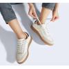 imageLUCKY STEP Women Classic Retro Gum Sole Fashion Sneakers Casual Tennis Skate Shoe Genuine Leather Walking Footwear Anti Slip TrainersWhiteBeige