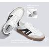 imageLUCKY STEP Women Classic Retro Gum Sole Fashion Sneakers Casual Tennis Skate Shoe Genuine Leather Walking Footwear Anti Slip TrainersWhiteBlack