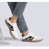 imageLUCKY STEP Women Classic Retro Gum Sole Fashion Sneakers Casual Tennis Skate Shoe Genuine Leather Walking Footwear Anti Slip TrainersWhiteBlack