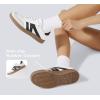 imageLUCKY STEP Women Classic Retro Gum Sole Fashion Sneakers Casual Tennis Skate Shoe Genuine Leather Walking Footwear Anti Slip TrainersWhiteBlack