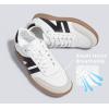 imageLUCKY STEP Women Classic Retro Gum Sole Fashion Sneakers Casual Tennis Skate Shoe Genuine Leather Walking Footwear Anti Slip TrainersWhiteBlack