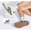 imageLUCKY STEP Women Classic Retro Gum Sole Fashion Sneakers Casual Tennis Skate Shoe Genuine Leather Walking Footwear Anti Slip TrainersWhiteGreen