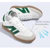 imageLUCKY STEP Women Classic Retro Gum Sole Fashion Sneakers Casual Tennis Skate Shoe Genuine Leather Walking Footwear Anti Slip TrainersWhiteGreen