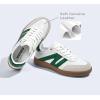 imageLUCKY STEP Women Classic Retro Gum Sole Fashion Sneakers Casual Tennis Skate Shoe Genuine Leather Walking Footwear Anti Slip TrainersWhiteGreen