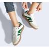 imageLUCKY STEP Women Classic Retro Gum Sole Fashion Sneakers Casual Tennis Skate Shoe Genuine Leather Walking Footwear Anti Slip TrainersWhiteGreen
