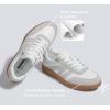 imageLUCKY STEP Women Classic Retro Gum Sole Fashion Sneakers Casual Tennis Skate Shoe Genuine Leather Walking Footwear Anti Slip TrainersWhiteGrey