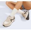 imageLUCKY STEP Womens Retro Fashion Casual Sneakers Colorblock Platform Classic Trendy Trainning AntiSlip Tennis Travel Walking ShoesBeige