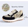 imageLUCKY STEP Womens Retro Fashion Casual Sneakers Colorblock Platform Classic Trendy Trainning AntiSlip Tennis Travel Walking ShoesGoldBlack