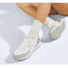 imageLUCKY STEP Womens Retro Fashion Casual Sneakers Colorblock Platform Classic Trendy Trainning AntiSlip Tennis Travel Walking ShoesWhiteSilver