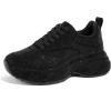 imageLUCKY STEP Rhinestone Chunky Sneakers for Women Fashion Platform Sparkly Dad Casual Shoes Lightweight Tennis Walking Sport FootwearBlack