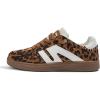 imageLUCKY STEP Women Classic Retro Gum Sole Fashion Sneakers Casual Tennis Skate Shoe Genuine Leather Walking Footwear Anti Slip TrainersLeopard