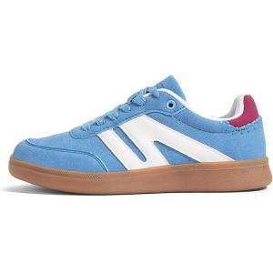 imageLUCKY STEP Women Classic Retro Gum Sole Fashion Sneakers Casual Tennis Skate Shoe Genuine Leather Walking Footwear Anti Slip TrainersBlue