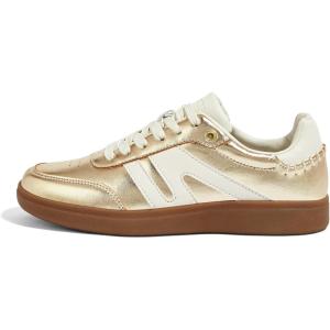 imageLUCKY STEP Women Classic Retro Gum Sole Fashion Sneakers Casual Tennis Skate Shoe Genuine Leather Walking Footwear Anti Slip TrainersGold