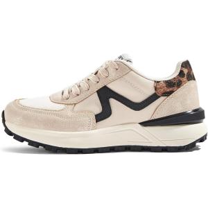 imageLUCKY STEP Womens Retro Fashion Casual Sneakers Colorblock Platform Classic Trendy Trainning AntiSlip Tennis Travel Walking ShoesBeige