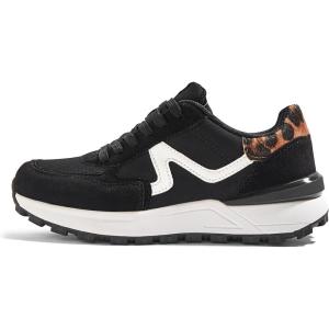 imageLUCKY STEP Womens Retro Fashion Casual Sneakers Colorblock Platform Classic Trendy Trainning AntiSlip Tennis Travel Walking ShoesBlack