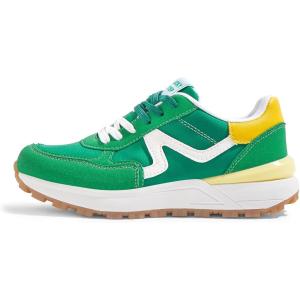 imageLUCKY STEP Womens Retro Fashion Casual Sneakers Colorblock Platform Classic Trendy Trainning AntiSlip Tennis Travel Walking ShoesGreen