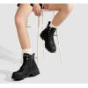 imageLUCKY STEP Womens Platform Ankle Boots Zipper Fashion Combat Thick Lug Sole Durable Chunky Wedge Booties ShoesBlack