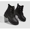 imageLUCKY STEP Womens Platform Ankle Boots Zipper Fashion Combat Thick Lug Sole Durable Chunky Wedge Booties ShoesBlack