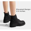 imageLUCKY STEP Womens Platform Ankle Boots Zipper Fashion Combat Thick Lug Sole Durable Chunky Wedge Booties ShoesBlack