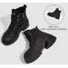 imageLUCKY STEP Womens Platform Ankle Boots Zipper Fashion Combat Thick Lug Sole Durable Chunky Wedge Booties ShoesBlack