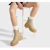 imageLUCKY STEP Womens Platform Ankle Boots Zipper Fashion Combat Thick Lug Sole Durable Chunky Wedge Booties ShoesCamel