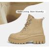 imageLUCKY STEP Womens Platform Ankle Boots Zipper Fashion Combat Thick Lug Sole Durable Chunky Wedge Booties ShoesCamel