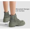 imageLUCKY STEP Womens Platform Ankle Boots Zipper Fashion Combat Thick Lug Sole Durable Chunky Wedge Booties ShoesKhaki
