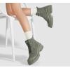 imageLUCKY STEP Womens Platform Ankle Boots Zipper Fashion Combat Thick Lug Sole Durable Chunky Wedge Booties ShoesKhaki