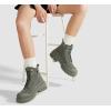 imageLUCKY STEP Womens Platform Ankle Boots Zipper Fashion Combat Thick Lug Sole Durable Chunky Wedge Booties ShoesKhaki