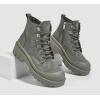 imageLUCKY STEP Womens Platform Ankle Boots Zipper Fashion Combat Thick Lug Sole Durable Chunky Wedge Booties ShoesKhaki