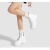 imageLUCKY STEP Womens Platform Ankle Boots Zipper Fashion Combat Thick Lug Sole Durable Chunky Wedge Booties ShoesWhite